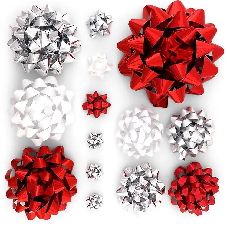 10 Colors 7cm Wholesale metallic custom color material mini big decoration Christmas star bow gift ribbon bow