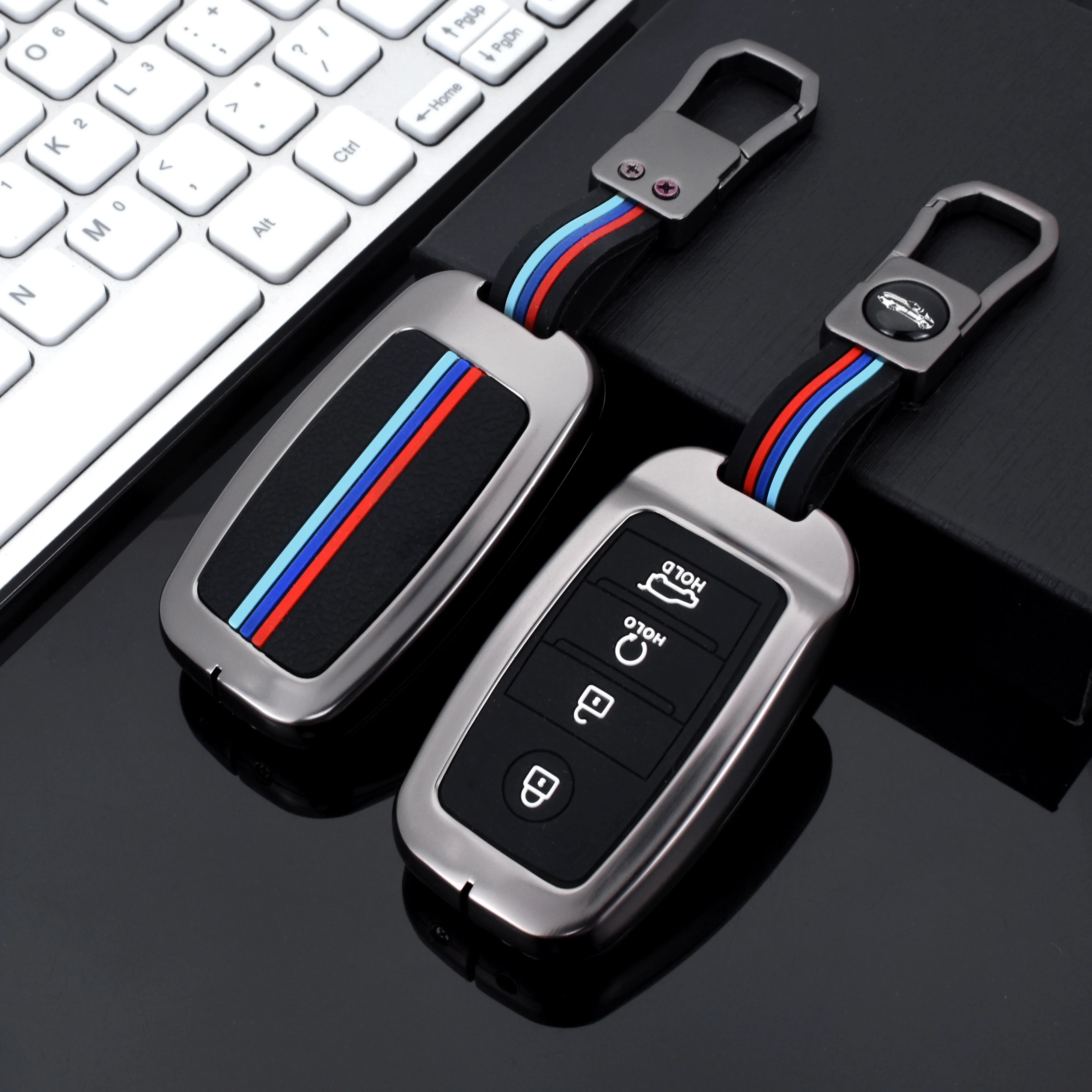 3/4 Buttons Hard Metal Remote Key Shell Zinc Alloy+Silicone Smart Car Key Cover Case Fit for Kia K2 K3 K4 K5 KX3 KX5 Sportage R