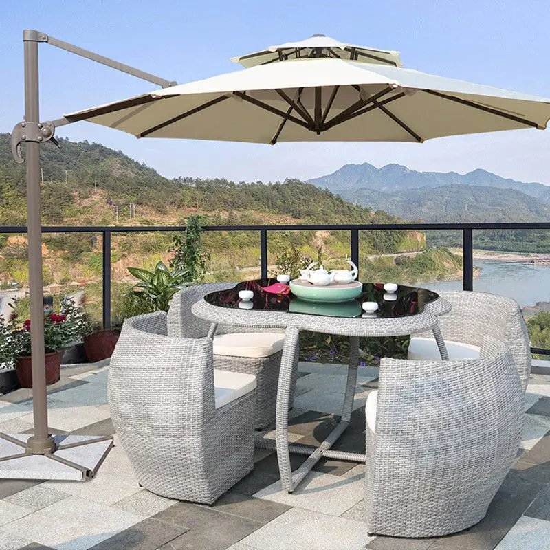 HANYEE Outdoor Dining Table Chair Set Contemporary Design Aluminum Rattan Wicker Furniture Garden Apartment Living Room Sofa PE