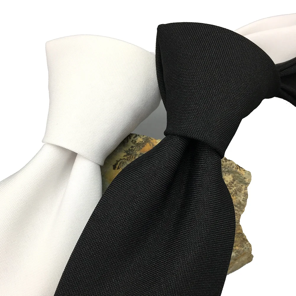 Polyester Necktie Business Executive Tie Handmade Solid Color Plain Black Or White Wholesale Nice Mens Cheap Neck Ties For Men