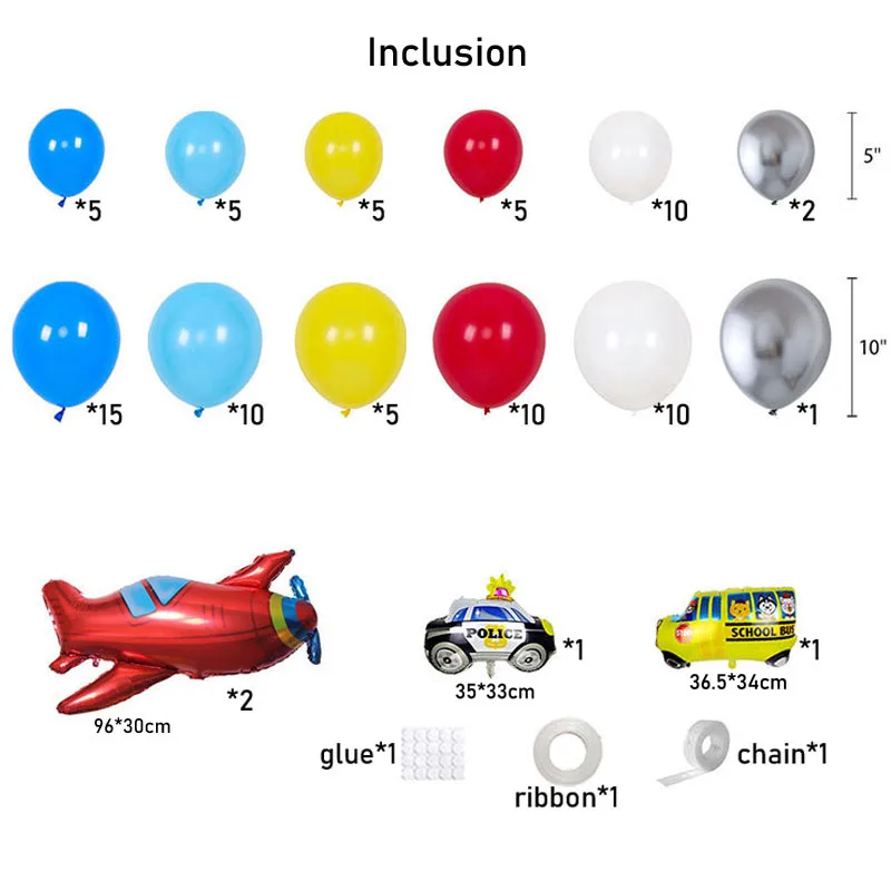 Aerospace Theme Kids Birthday Party Backdrop Photography Accessories Supplies Airplane  Bus UFO Astronaut Latex Balloon Garland