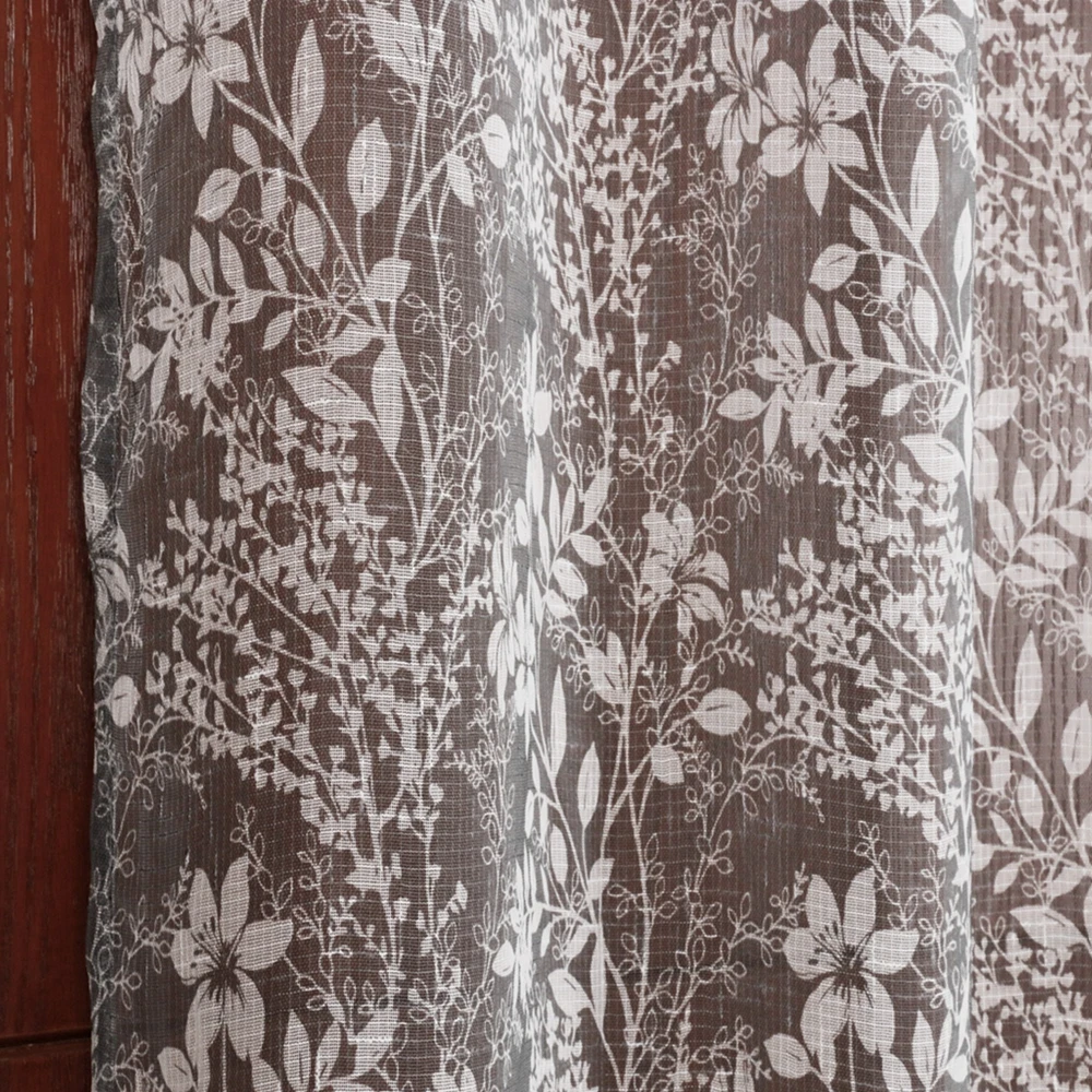 OWENIE Sheer Fabric Voile Grommet Window Curtain Suitable for Living Room/Bedroom Geometric Zigzag Gauze Curtain