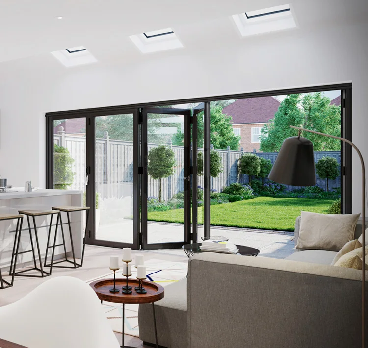 Внутренние звуконепроницаемые двери патио, Двойные Стеклянные балконные бесшумные алюминиевые складные двери