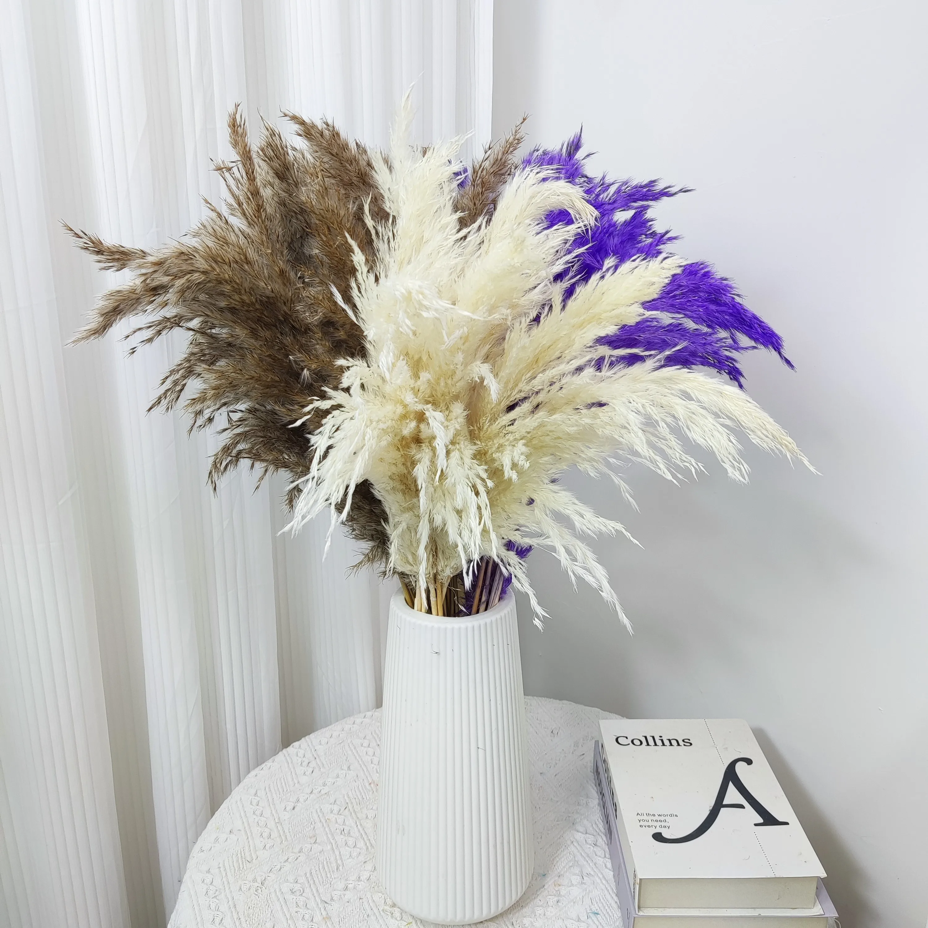 Wholesale Decorative Vase Pampas Grass Flower Arrangement Xiaochai Reed Dried Flowers