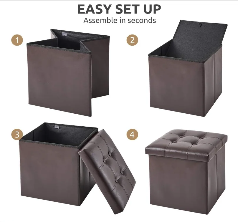 Faux Leather Ottoman Stool Comfortable Furniture Outdoor Ottoman With Storage For Living Room Furniture