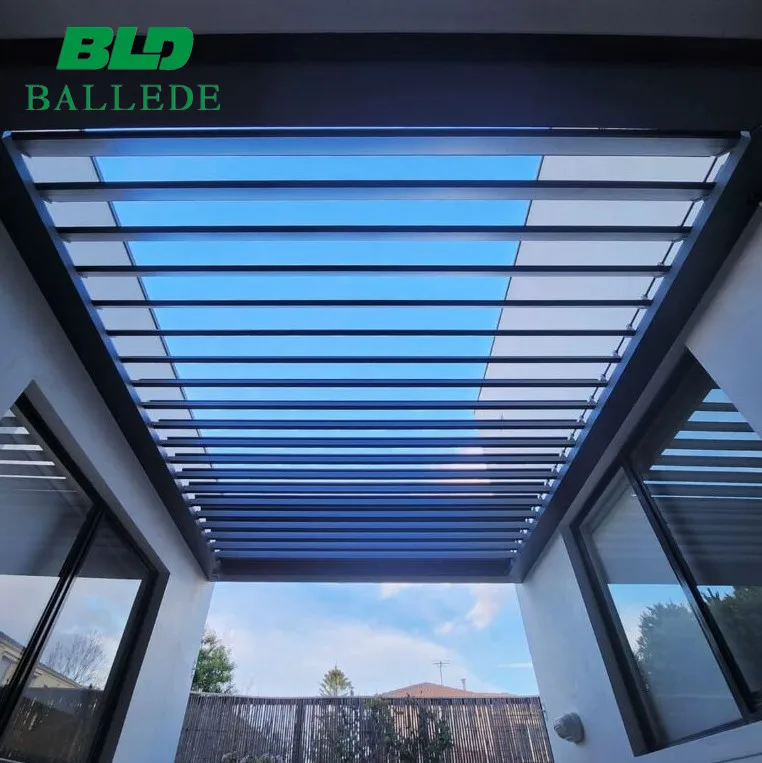 Modern Steel Outdoor Louvered Pergola with Adjustable Metal Roof for Patio Pergola