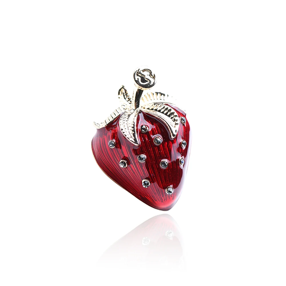  YANYI Lovely Red Strawberry Brooch With Diamond Oil Drop And Spiny Horse Needle Jewelry