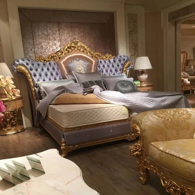 Italian style  modern luxury bed full upholstered fabric bed room furniture hotel use big headboard bed genuine leather