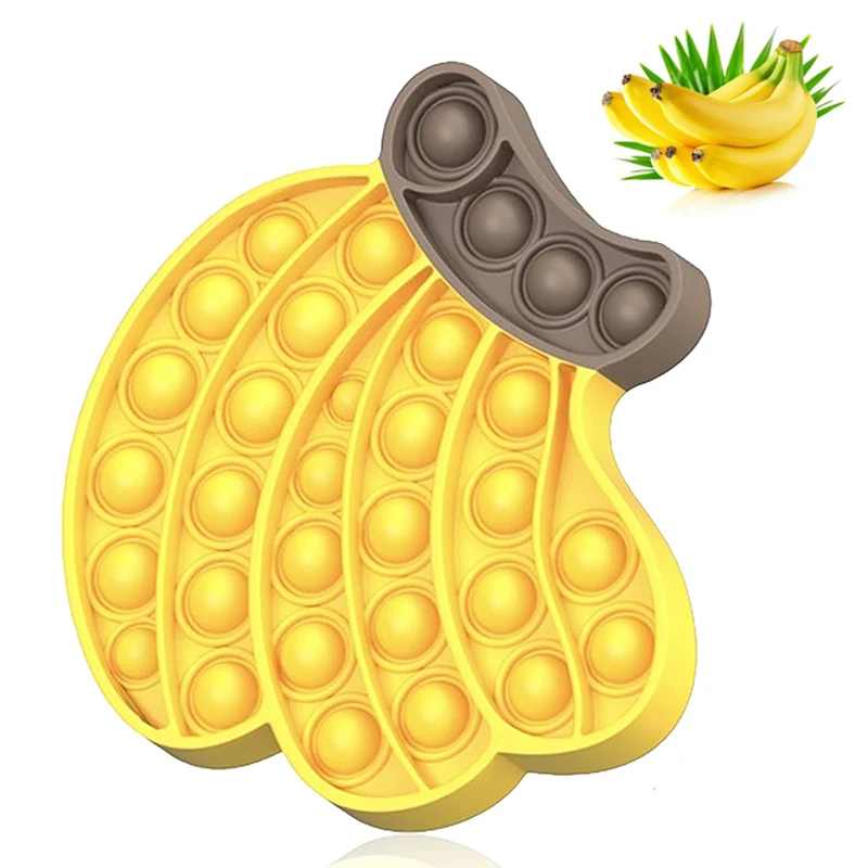 Banana Stress Relief Funny Bubble Kids Toys  Decompression Fidget Poppers Rainbow Silicone Push Pop Fidget Toy Bubble