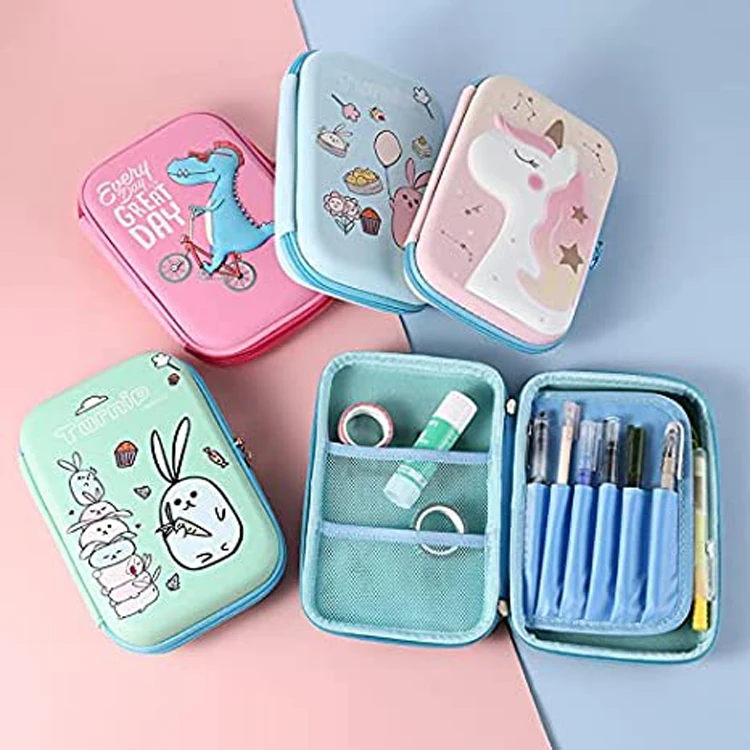 School kids stationery box big Capacity with compartment custom EVA pencil case