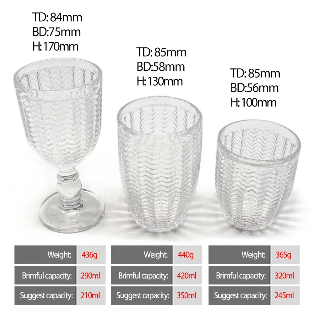 LANGXU Vintage Vertical Diamond Long Stemmed Wine Glass clear Reusable Chilling Wine Stone Whiskey Glass Set Wit