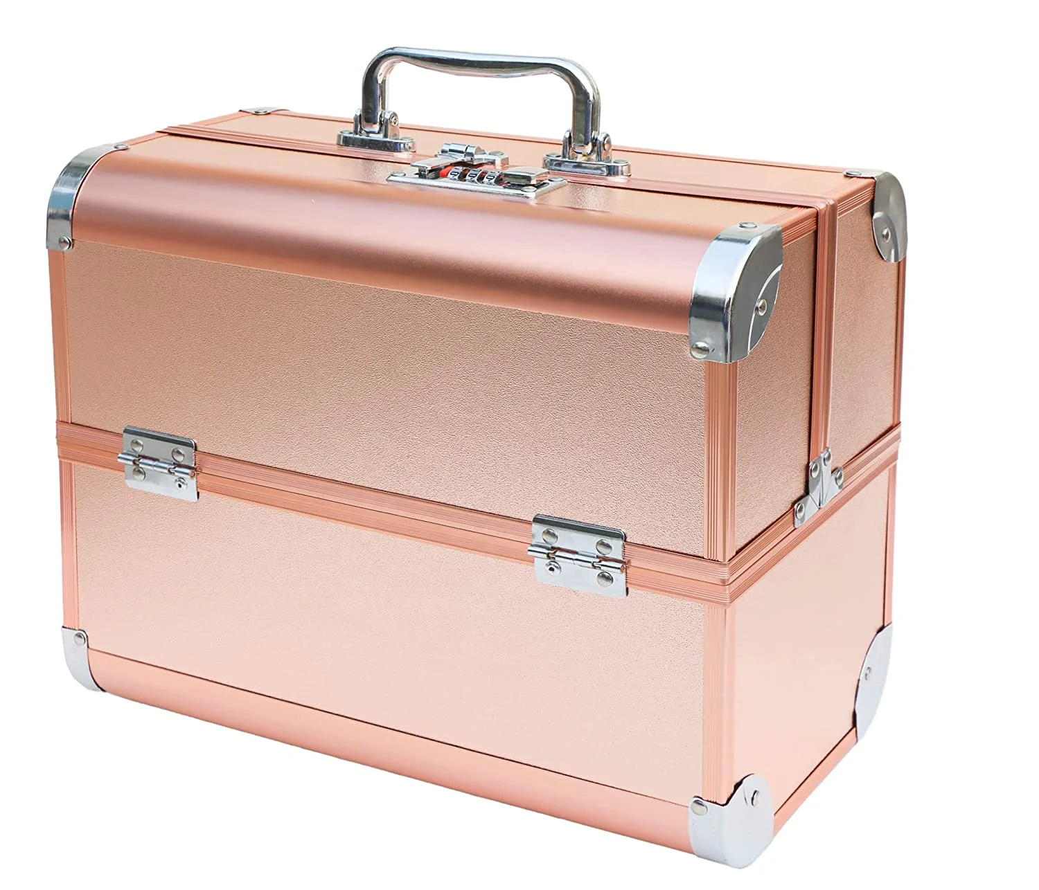 Private Label Rose Gold Oem Artist Travel Aluminum Abs Compact Cosmetic Vanity Organizer Beauty Cosmetics Makeup Case