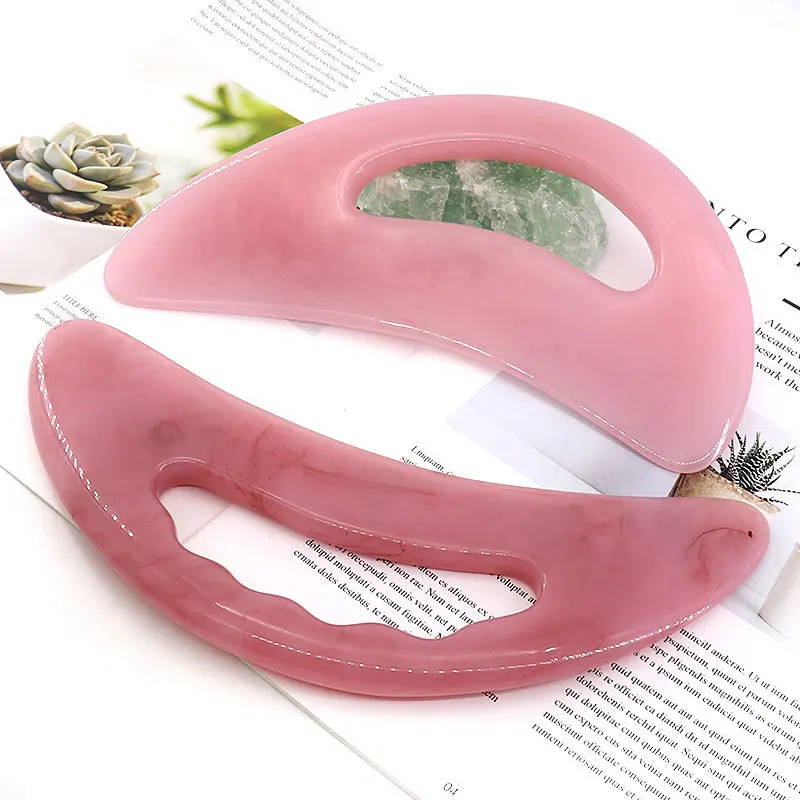 Pink Resin Big Guasha Healthcare Massager Neck Arm Leg Back Beeswax Relax Scraper Handheld Massage Board Gua Sha Tool