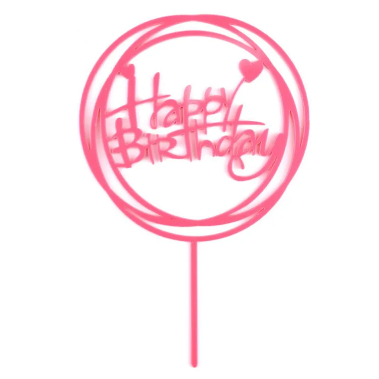 Hot Selling Round Shape Personalized Wedding Happy Birthday Acrylic Cake Topper Baby Shower Cupcake Topper