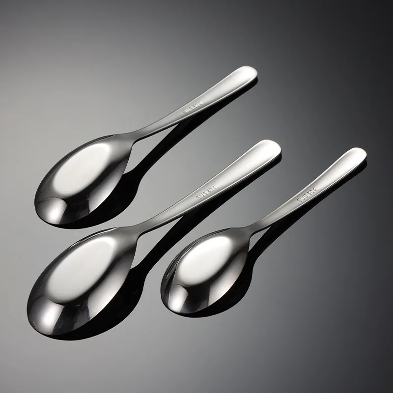 304 Stainless Steel Flatware Thickness Round Silver Sustainable Spoon
