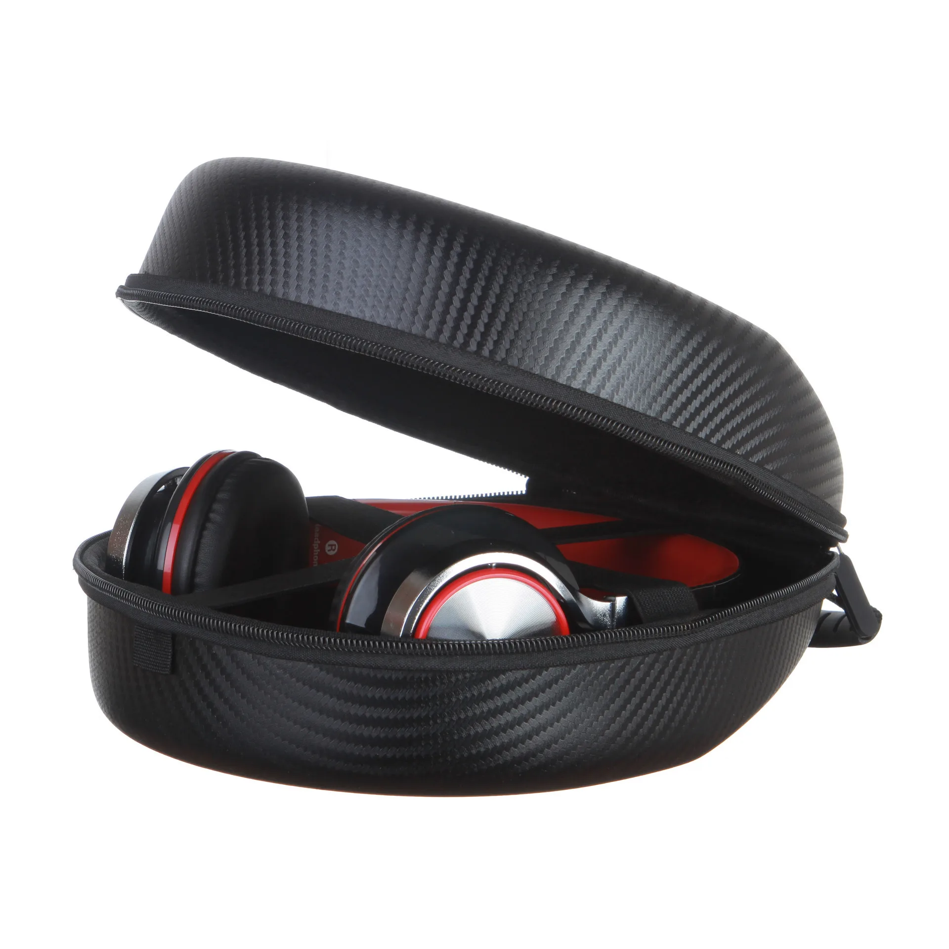 universal case for headphone protective casing carbon fiber finish eva shockproof carrying case travel bag box
