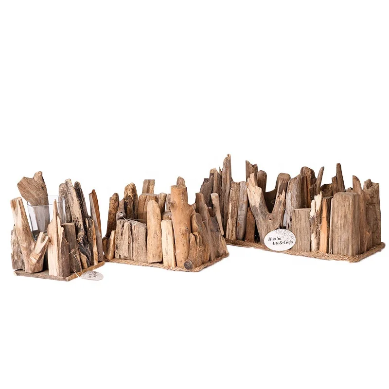 Home and Garden Decorative White Glass Candle Wood Holder Stand