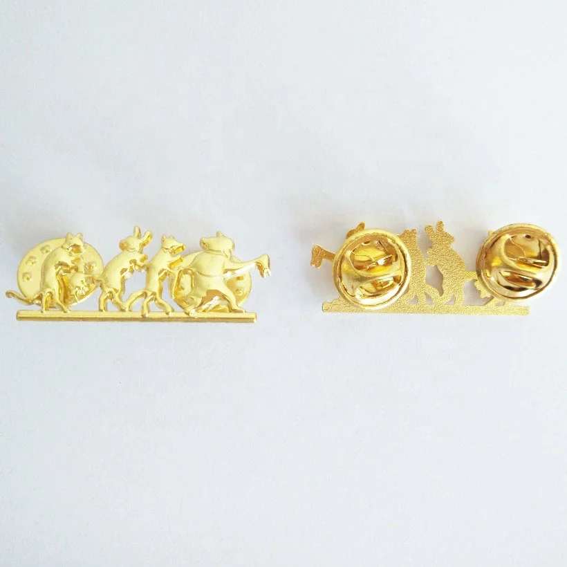 Милый Золотой 3d замак полые животные булавка для