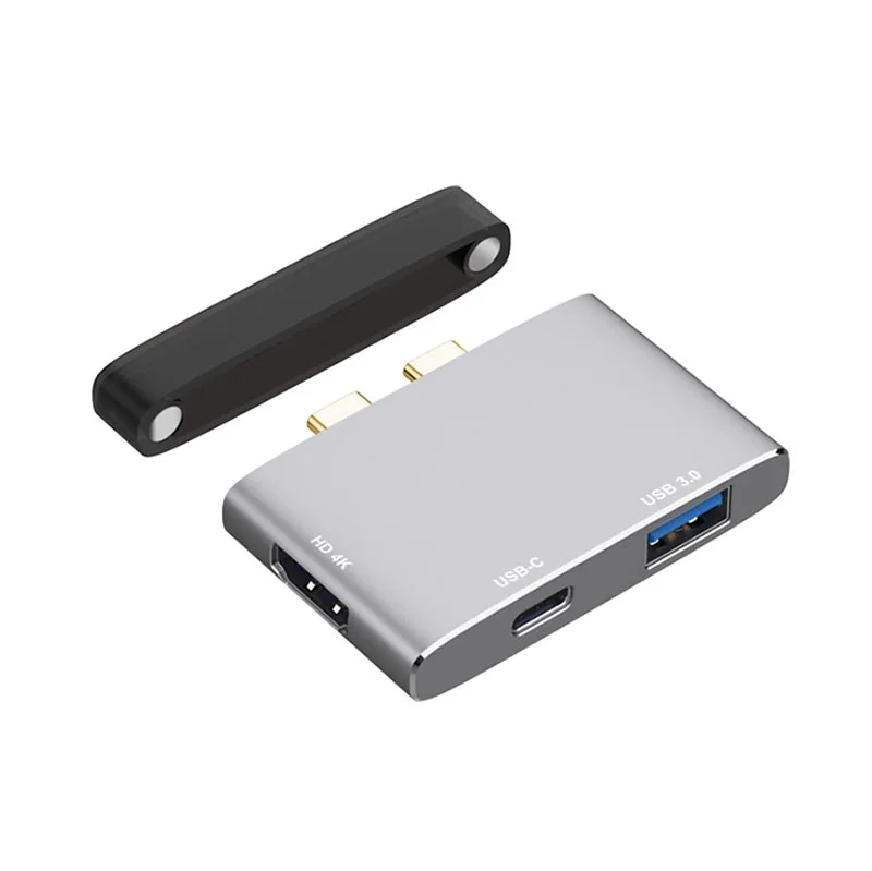 Alloy Double Aluminum 2 in 3 TYPE-C Hub HD 4K Adapter with PD 3.0 and USB 3.0 for Laptop