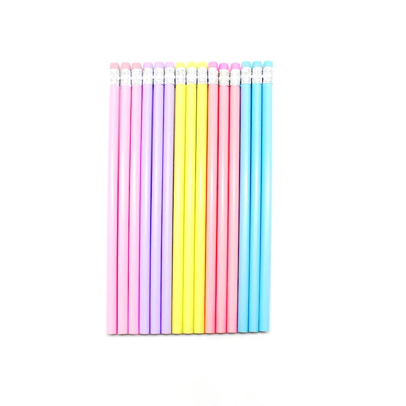 Pencil Wholesale Macaron Triangle rod Bright basswood with eraser head sketch drawing pen Learning stationery hb pencil