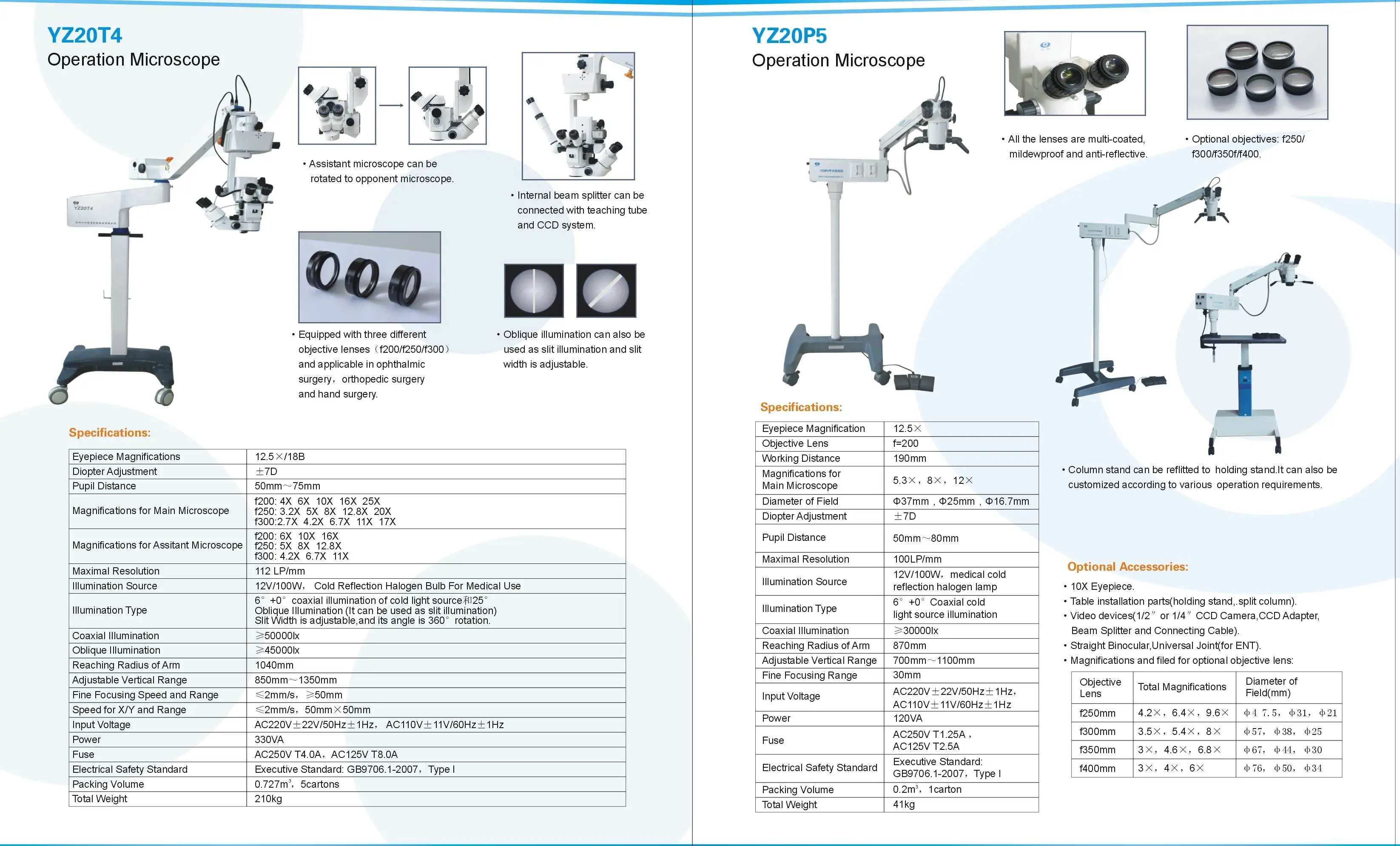 chinese ophthalmic portable Operation microscope YZ20P5 with 3 magnifications CE ISO  certificate from 66 vision