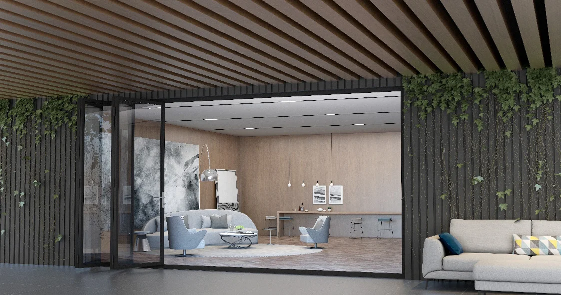 3 Panel Aluminium Folding External Door  Factory Price Minimalist Interior Folding Doors