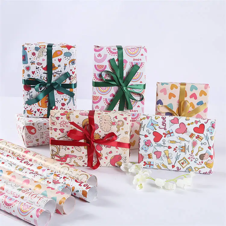 Best selling custom print kraft paper gift wrapping paper for gifts packaging