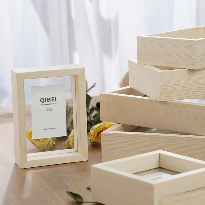 Custom Desk Nordic Simple Personalised Photo Bulk Cheap Wholesale Picture Square Natural Wooden Frame