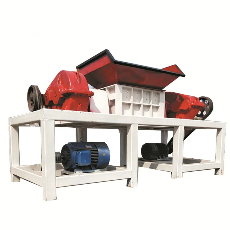 Universal twin-shaft shredder reduces material size shreds large pieces hard animal bones for the farm