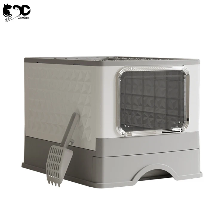 Geerduo Wholesale Large Collapsible Foldable Portable Pet Cat Toilet Litter Box For Cats with Scoop