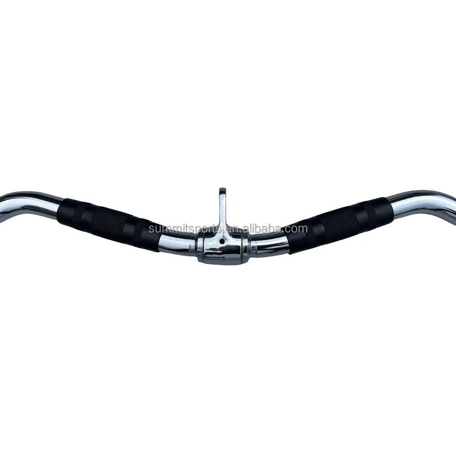 Hot Sale Lat Bar Cable Machine Attachment Curl Pulldown Bar with Rotation Rubber Handle For Gym fitness
