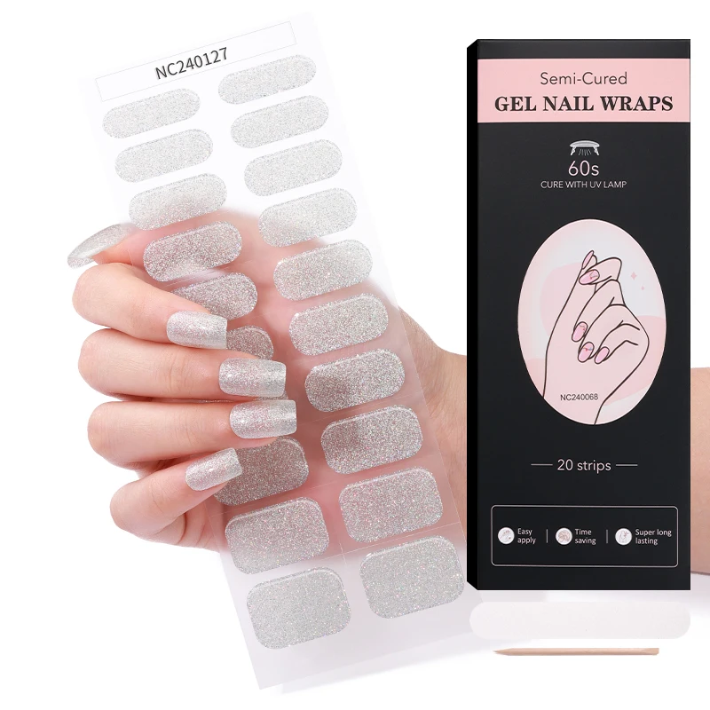 china gold supplier Uv varnishing Glitter Sparkle Radiant custom nail polish gel sticker for nail art