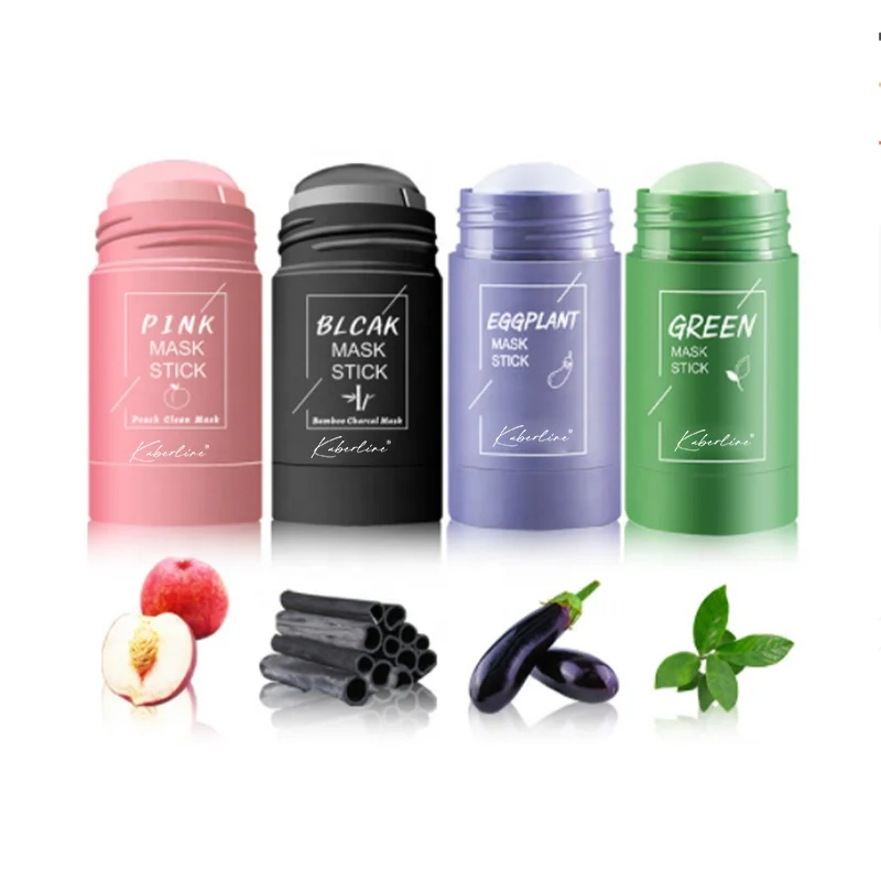 Solid mud film stick applied facial mask for deep cleaning eggplant green tea mud film for removing grease blackheads