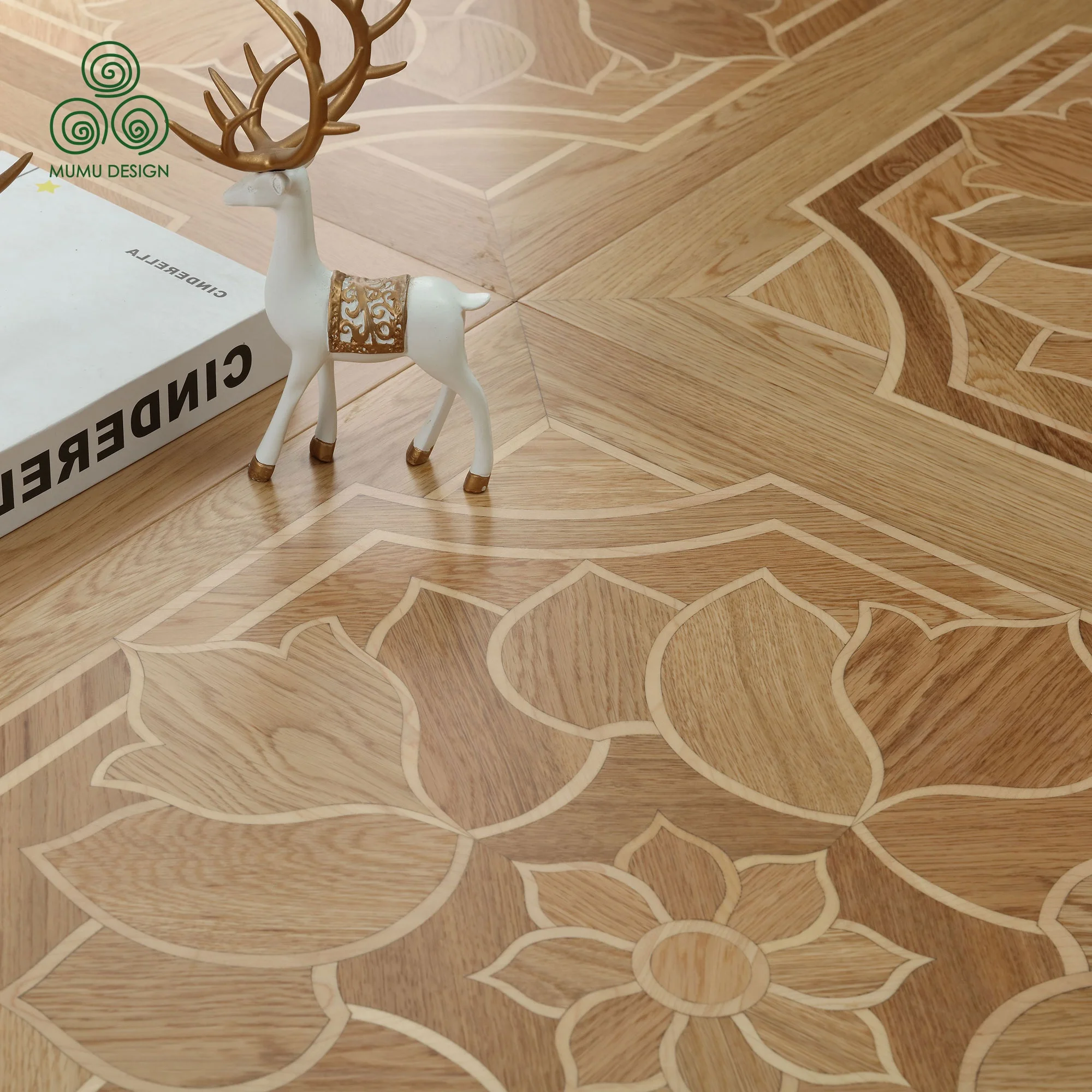 MUMU Easy Install Flexible Laminated Antique Natural Oak Linoleum Fishbone Parquet Wood Flooring