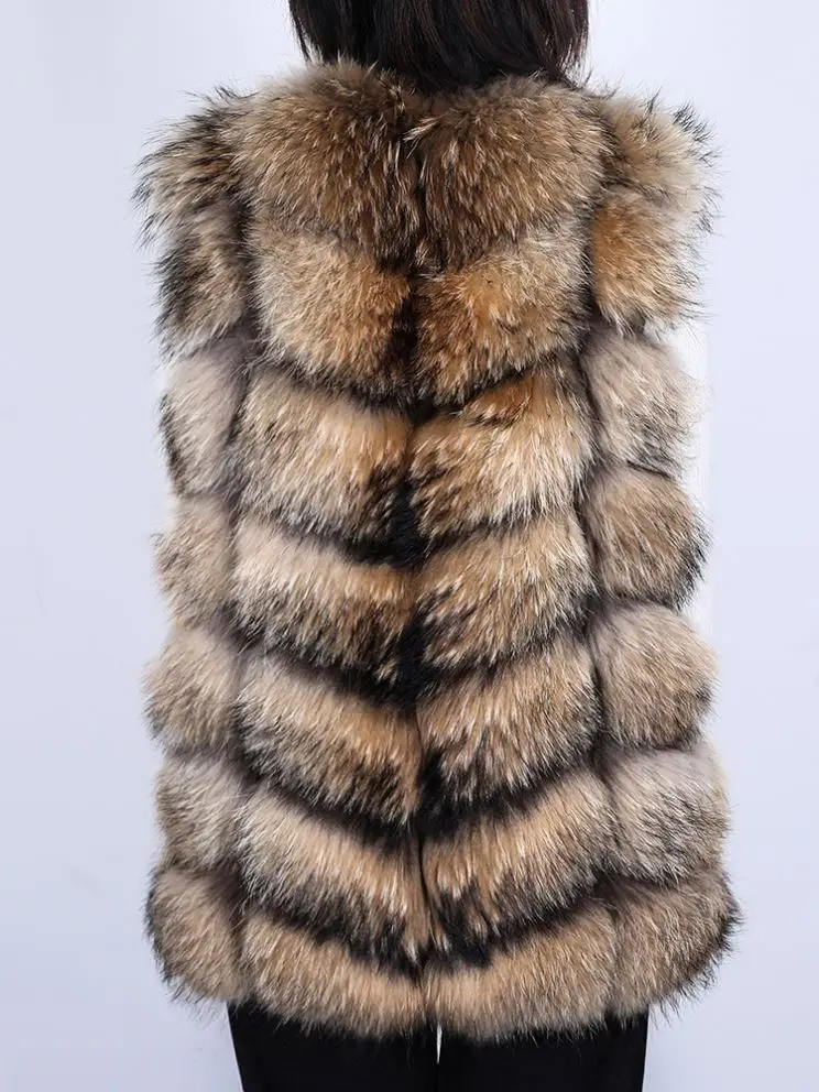 Wholesale New Arrival Hot Sale Ladies Fashion Fur Vest Jacket Waistcoat Coat Natural Real Raccoon Fur Vest Gilet Women