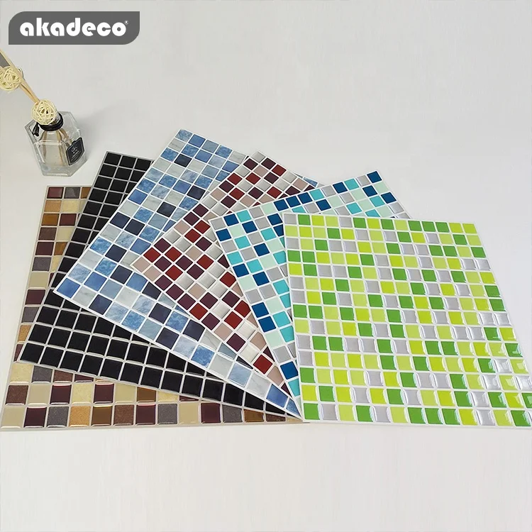 Akadeco high quality peel and stick wall stickers decor bathroom kitchen backsplash tiles waterproof 3D self adhesive wall tiles