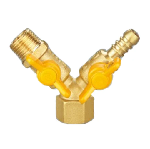 High Quality Yellow Handle Brass Bsp Female Thread Double connection Gas Ball Valve