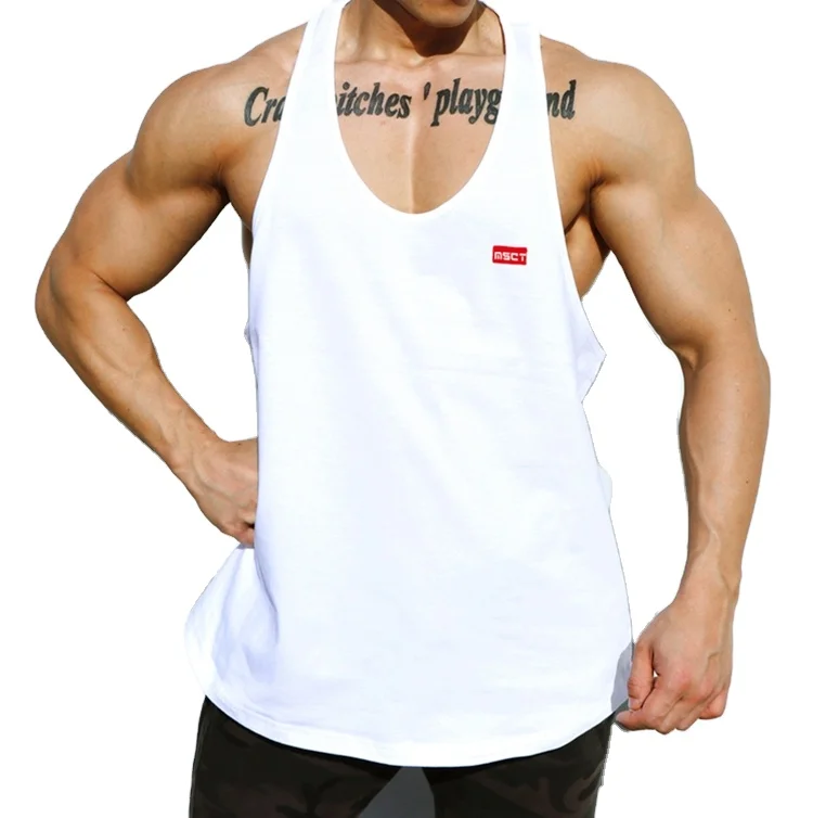 Быстросохнущие мужские майки большого размера с открытой спиной для бодибилдинга и фитнеса из хлопка с сублимационной печатью