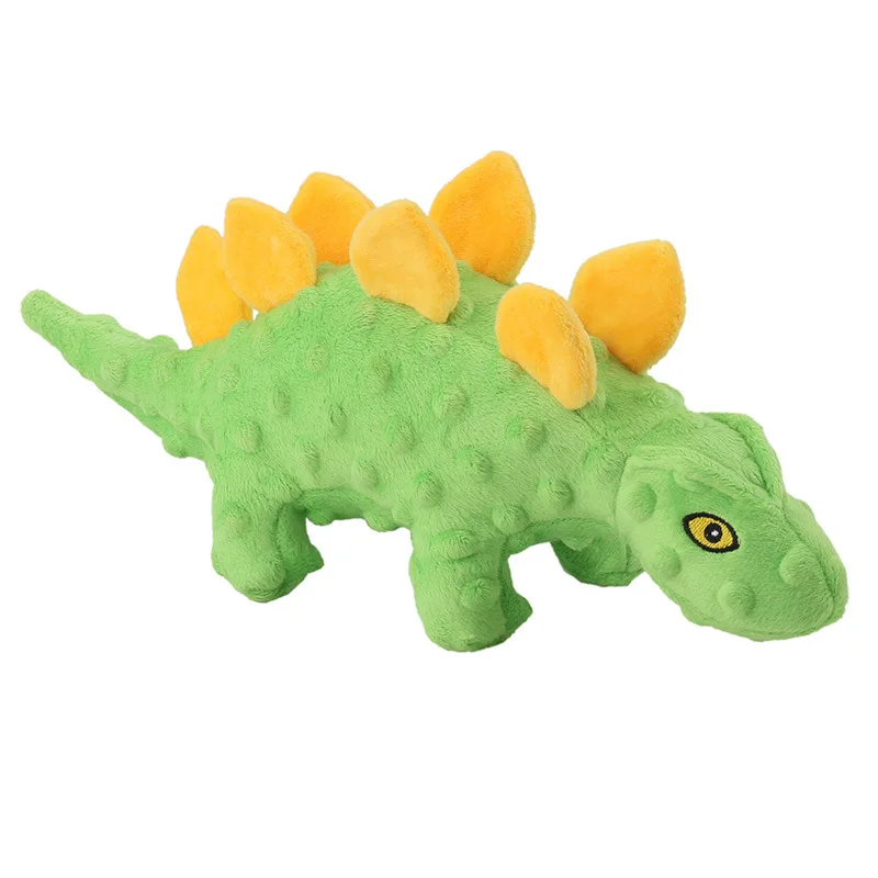 Fast Shipping Custom 33CM Green Blue Dinosaur Design TPR Rubber Ball Inside Pet Plush Dog Soft Weighted Squeaky Chew Toy