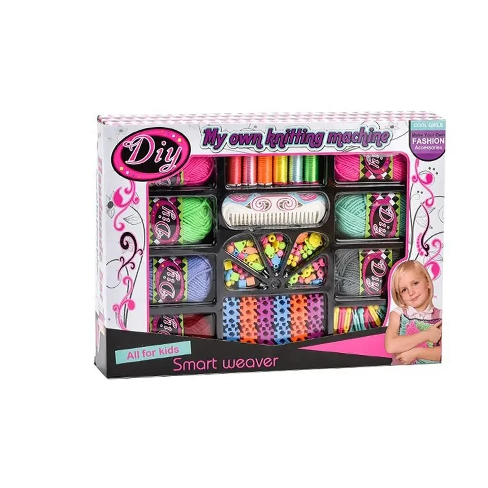 Educational Diy Weaving Scarf Plastic Beauty Set Knitting Machine Toys For Girls