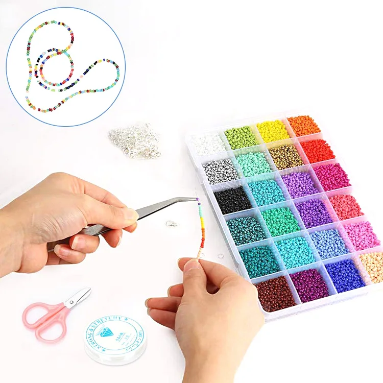 Wholesale 24 Grid Plastic Box Glass Beads Alphabet Beads For Jewelry Making