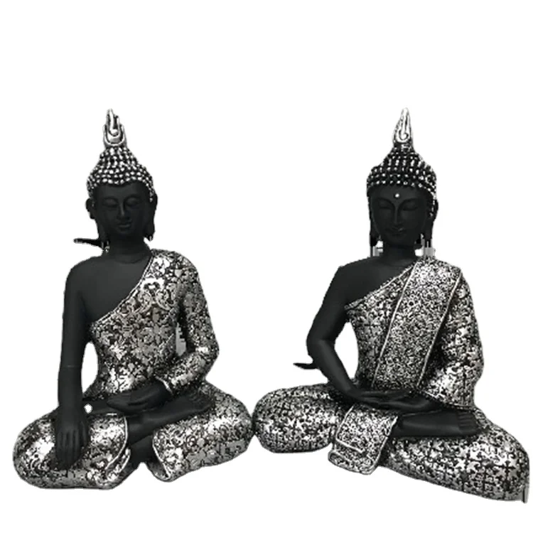 Custom Logo Polyresin Craft Set Sculpture Buddha Statue Decoration For Hotel Restaurant Decor