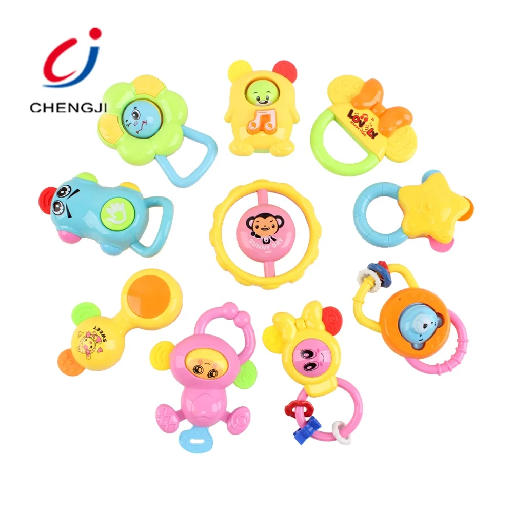 
New design best quality plastic rattle teething toy baby teether rattles 