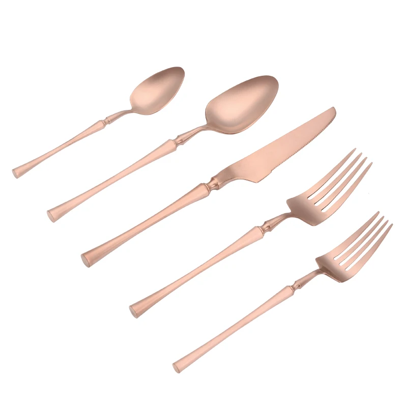 wedding hotel tableware kitchenware knife spoon fork stainless steel cutlery 18/8 satin gold flatware set