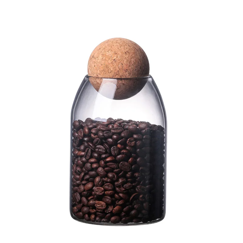 Cork ball coffee bean storage jar glass kitchen candy storage large capacity manufacturer direct sale hot seller