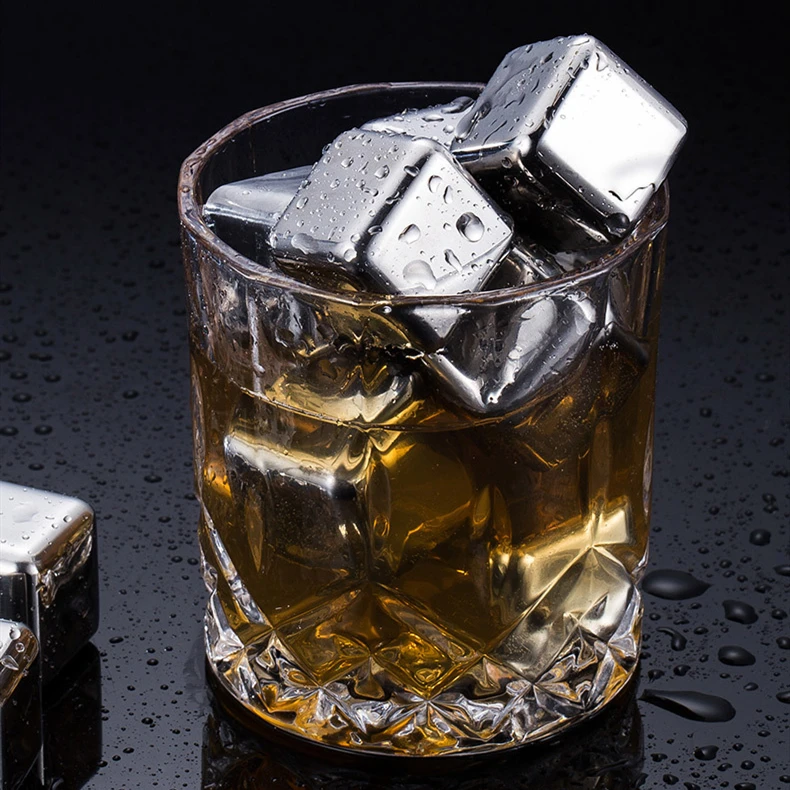 Wholesale Factory Price Whiskey Stones Ice Cubes Metal Stainless Steel Reusable Whisky Chilling Frozen Rocks For Cooling