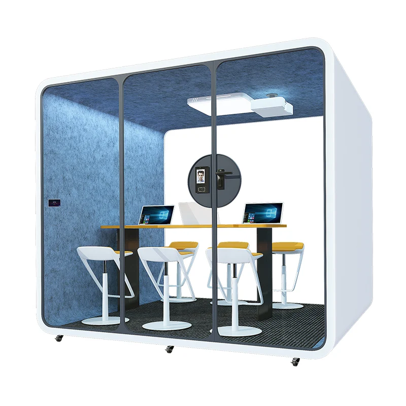 CYspace Popular Design Modern Soundproof Glass Wall 6 Persons Large Size Outdoor Office Pods Phone Booth Cabin House