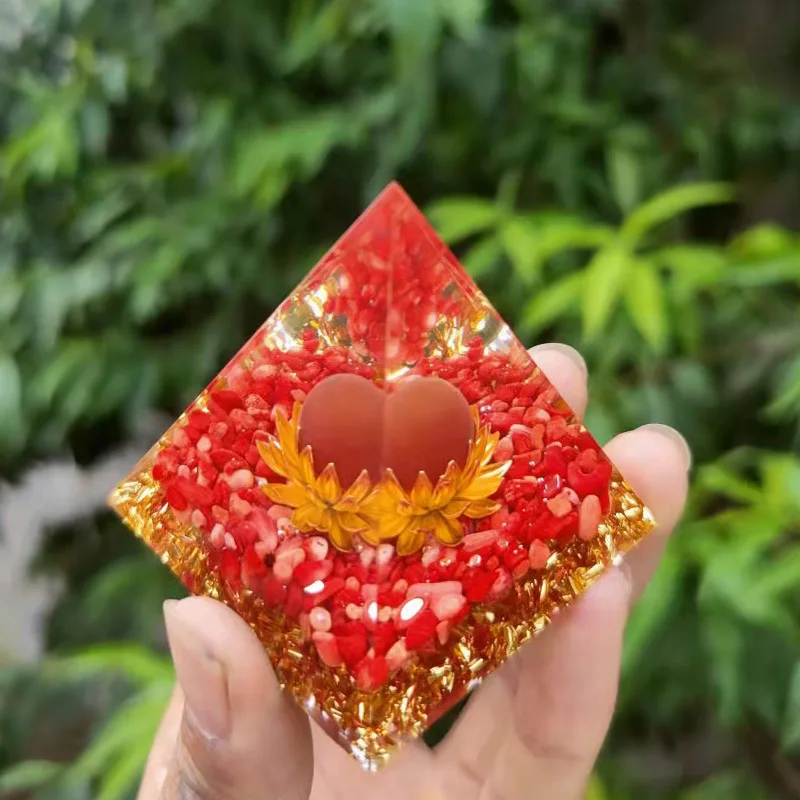 Камень-Чипстон чакра 6 см кристалл Nubian Orgonite пирамида для украшения дома