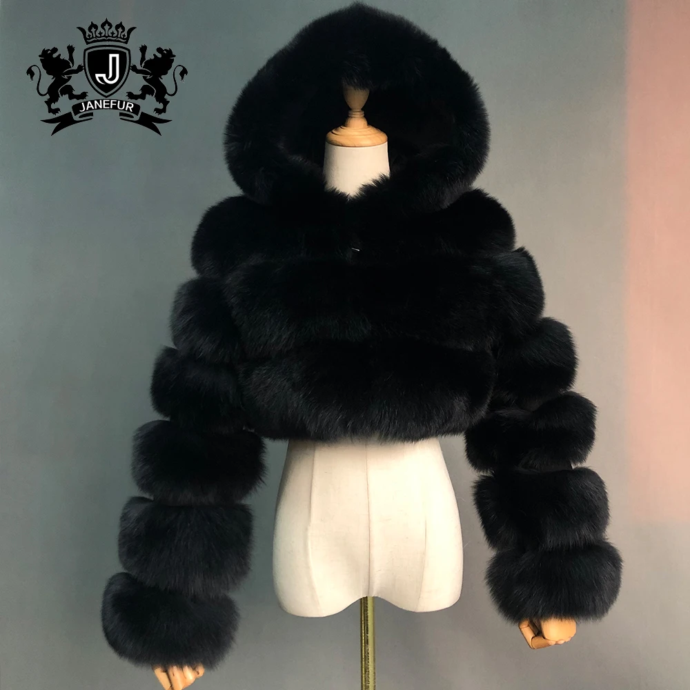 New Design Long Sleeve Fur Coat Ladies Midriff Short Real Fox Fur Coat Fancy Short Coat