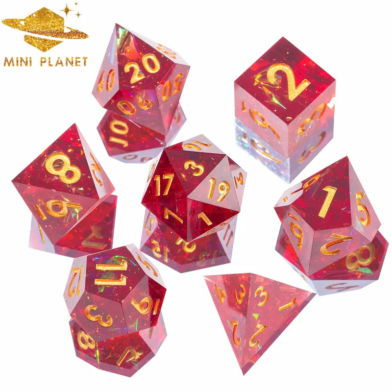 Набор полимерных игральных костей DND ручной работы с острыми краями для TTRPG Подземелья и Драконы настольные ролевые игры многогранные игры